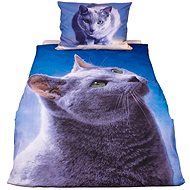 TopSheets 3D cotton bedding 140×200+70×90 Dark cat - Bed Linen