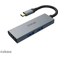 AKASA USB Type-C 4-in-1 Hub - 2 x USB3.0 Type A + PD Type C HDMI-vel / AK-CBCA19-18BK - Port replikátor