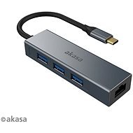 AKASA USB Typ C 4-in-1 Hub - 3 x USB 3.0 Typ A mit Ethernet / AK-CBCA20-18BK - USB Hub