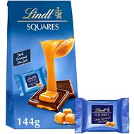 LINDT Squares Dark Chocolate with Caramel Filling and Sea Salt 144 g - Box of Chocolates
