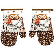 Praktik kitchen mitt coffee with flower, 18 × 27 cm - Oven Mitt