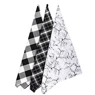 Forbyt Towels Leaf black 45 × 70 cm 3 pcs - Kitchen Towel