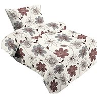 Jahu Sheets microflannel Brown flower 140 × 200, 70 × 90 cm - Bed Linen
