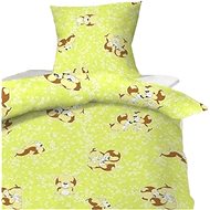 Hybler Textiles Cotton Bed Linen Puppy Green 90x130, 45x60cm - Children's Bedding