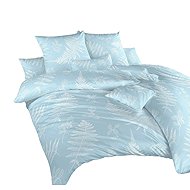 Dadka Linen crepe fern white on light blue 140 × 200, 70 × 90 cm - Bed Linen