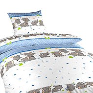 Dadka Linen crepe Elephants denim 140 × 200, 70 × 90 cm - Bed Linen