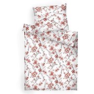 Dadka Linen cotton 140 × 200 cm, 70 × 90 cm, Terracotta flowers on white - Bed Linen