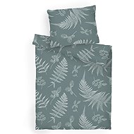 Dadka Linen crepe fern white on sage 140 × 200, 70 × 90 cm - Bed Linen