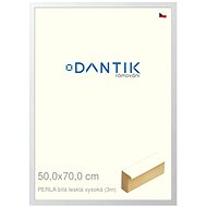 DANTIK frame 50 × 70, PERLA white glossy high plexi clear - Photo Frame
