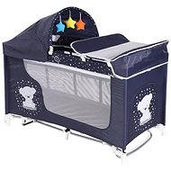 Travel cot and playpen 2in1 Lorelli MOONLIGHT ROCKER with rocking function DARK BLUE TEDDY BEAR - Travel Bed