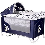 Travel cot and playpen 2in1 Lorelli SAN REMO ROCKER with rocking function BLUE&WHITE PENGUIN - Travel Bed