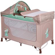 Travel cot and playpen 2in1 Lorelli SAN REMO ROCKER with rocking function BEIGE&GREEN BEAR - Travel Bed