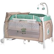 2in1 Lorelli I'LOUNGE ROCKER travel cot and playpen with rocking function GREEN&BEIGE MOON BEAR - Travel Bed