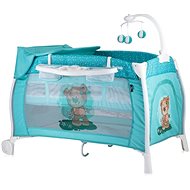 Lorelli I'LOUNGE ROCKER 2in1 travel cot and playpen with rocking function GREEN CUTE BEAR - Travel Bed