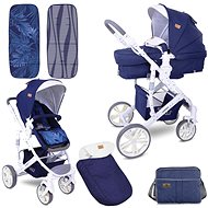 Stroller Lorelli VERSO (2-in-1) + Carrycot + Stroller Bag DARK BLUE FLOWERS - Baby Buggy