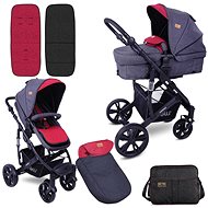 Stroller Lorelli VERSO (2-in-1) + Carrycot + Stroller Bag BLACK&RED - Baby Buggy