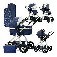 Stroller Lorelli ALEXA (3-in-1) + Carrycot + Stroller Bag DARK BLUE BIRDS - Baby Buggy