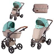 Stroller Lorelli RIMINI (2-in-1) + Carrycot + Stroller Bag BEIGE&GREEN DOTS - Baby Buggy
