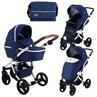 Stroller Lorelli RIMINI (2-in-1) + Carrycot + Stroller Bag DARK BLUE FLOWERS - Baby Buggy