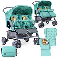 Stroller for Twins Lorelli TWIN + Carrycot + Stroller Bag GREEN INDIANS - Baby Buggy