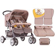 Stroller for Twins Lorelli TWIN + Carrycot + Stroller Bag BEIGE&YELLOW HAPPY FAMILY - Baby Buggy
