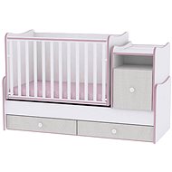 Multifunctional Children's Cot Lorelli TREND PLUS NEW WHITE/PINK CROSSLINE - Cot
