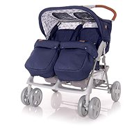 Stroller for Twins Lorelli TWIN + Carrycot + Stroller Bag DARK BLUE CLOUDS - Baby Buggy