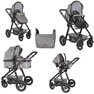 Stroller Lorelli ALEXA (3in1) + Carrycot + Stroller Bag DARK GREY - Baby Buggy