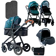 Stroller Lorelli ALEXA (3-in-1) + Carrycot + Stroller Bag BLACK LEAVES - Baby Buggy