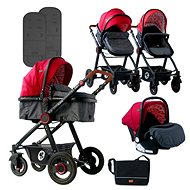 Stroller Lorelli ALEXA (3-in-1) + Carrycot + Stroller Bag RED&BLACK LIGHTHOUSE - Baby Buggy