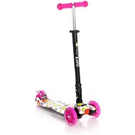 Kids three-wheeled scooter Lorelli RAPID with LED glowing wheels PINK FLOWERS - Children's Scooter