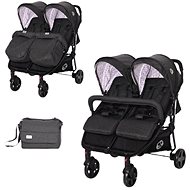 Stroller for Twins Lorelli DUO + Carrycot + Stroller Bag BLACK DOTS - Baby Buggy