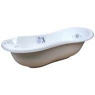 Baby bath tub Lorelli 100 CM with stopper + Anti-slip mat BEAR WHITE - Baby Bathtub