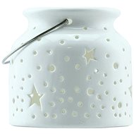 DECOLED Christmas candle holder - white, 14 × 14 × 11,5 cm - Christmas Candlestick