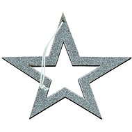 DECOLED Christmas decoration - silver star, hollow, 15 cm - Christmas Decoration