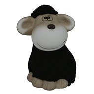 GOBA Easter decoration - Ceramic black sheep with plush, big - Easter Decoration