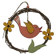 GOBA Easter decoration - Wicker wreath with bird, 17 cm - Easter Decoration