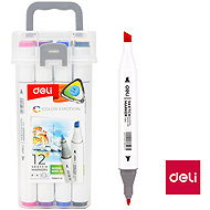 DELI colour Emotion sketch pen, double-sided, 12 colours - Markers
