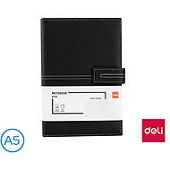 DELI A5, 120 sheets, faux leather, black - Journal