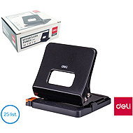 DELI effortless, all-metal, for 25 sheets, black - Paper Punch