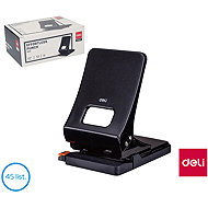 DELI effortless, all-metal, for 45 sheets, black - Paper Punch