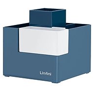 DELI Linfini 4 compartments + 1 removable box, plastic, blue - Stationery Stand