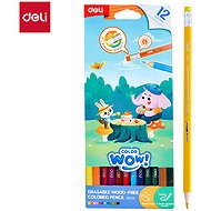 DELI colour WOW woodless hexagonal with rubber 12 colours - Coloured Pencils