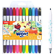 DELI WOW EC166-12 2v1 12 barev - Felt Tip Pens