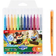 DELI WOW EC172 Glitter 12 Colours - Felt Tip Pens