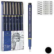 DELI FINENOLO, Black - Set of 7 Sizes - Fineliner Pens