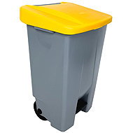 Denox Footprint waste bin for sorted waste 80 l, yellow lid, plastic with wheels - Rubbish Bin