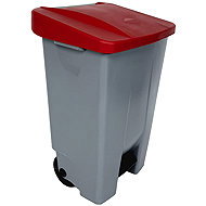 Denox Footprint waste bin for separated waste 120 l, red lid, plastic with wheels - Rubbish Bin