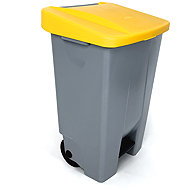 Denox Footprint waste bin for sorted waste 120 l, yellow lid, plastic with wheels - Rubbish Bin