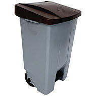 Denox Footprint waste bin for sorted waste 120 l, brown lid, plastic with wheels - Rubbish Bin